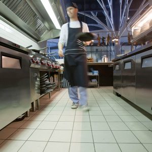 Chef in commercial kitchen